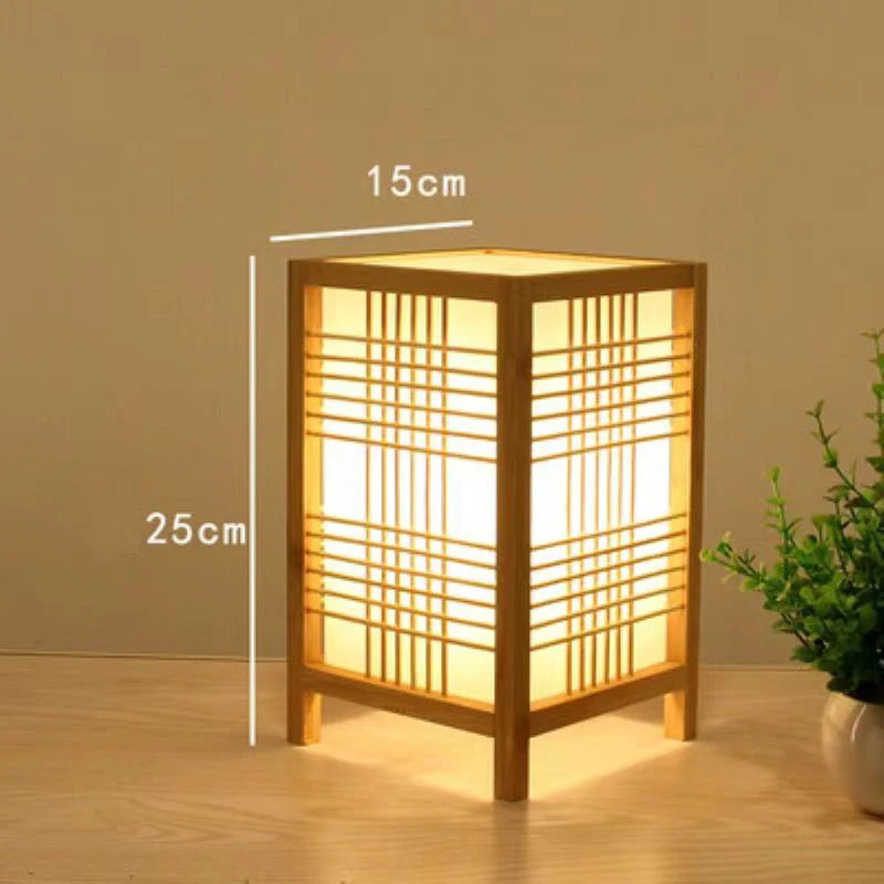 Bamboo Woven Table Lamp — Japanese Bedside Light
