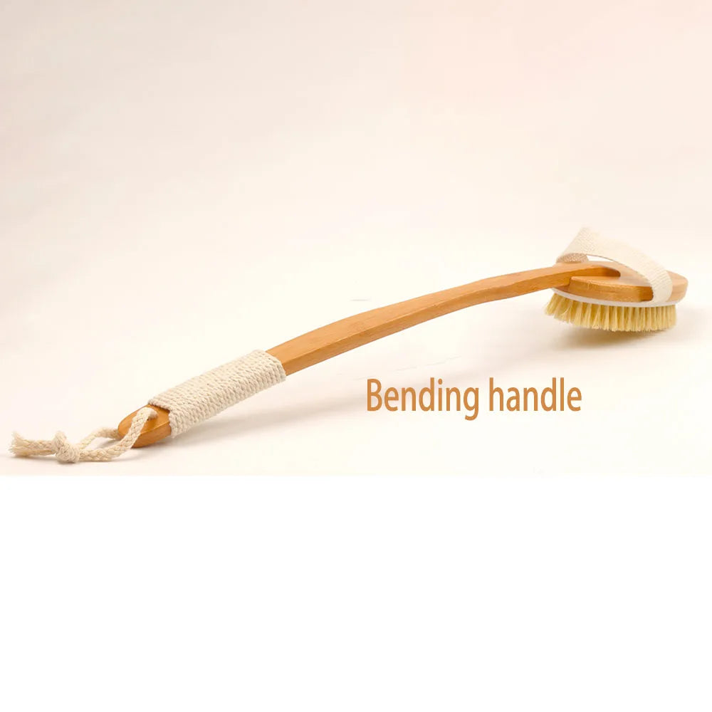Bamboo Long-Handle Back Brush — Foldable Bath & Massage Brush