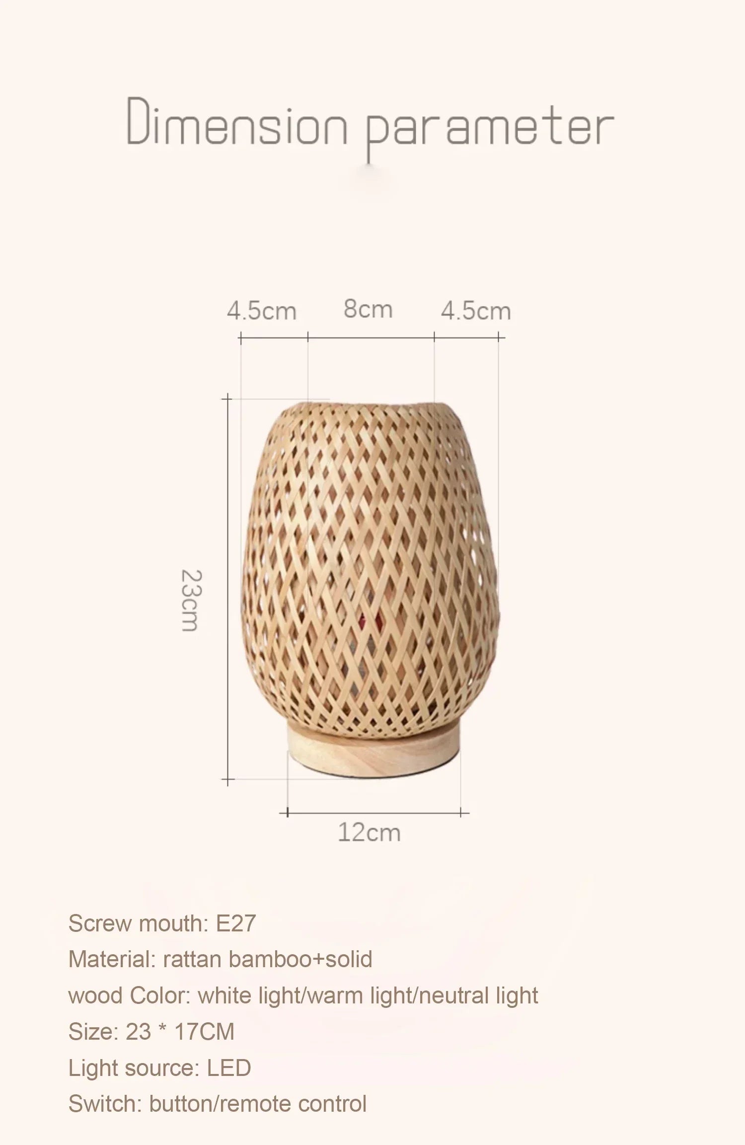 Bamboo Art Deco Table Lamp — Hand-Woven Bedside Light