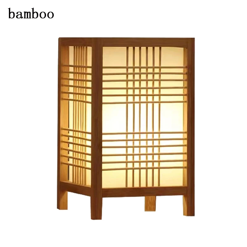 Bamboo Woven Table Lamp — Japanese Bedside Light
