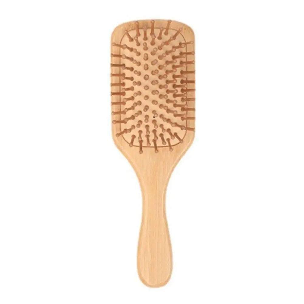 Natural Bamboo Paddle Hair Brush — Detangling Comb Set