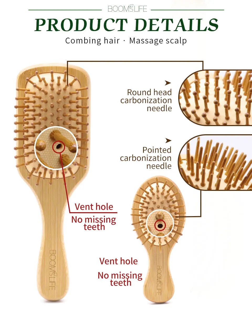 Bamboo Wide-Tooth Scalp Massage Hair Comb