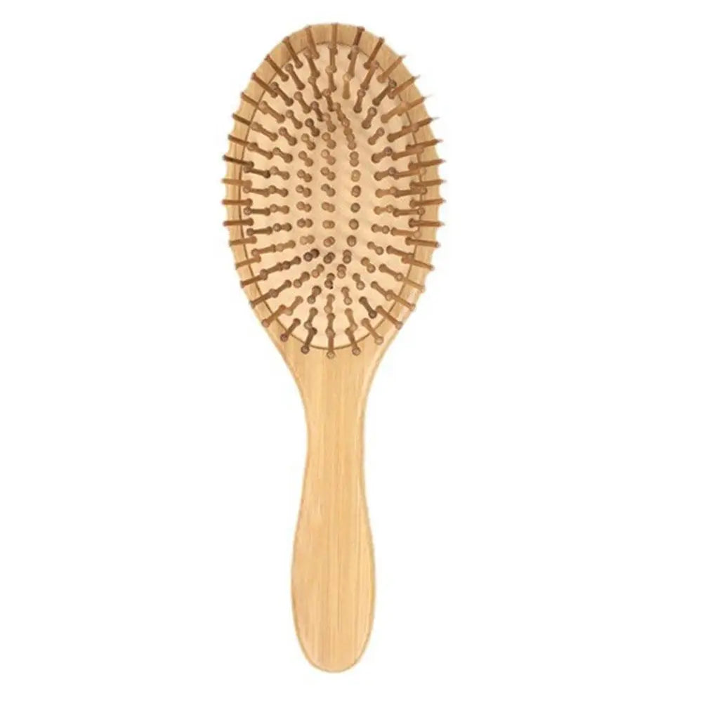 Natural Bamboo Paddle Hair Brush — Detangling Comb Set