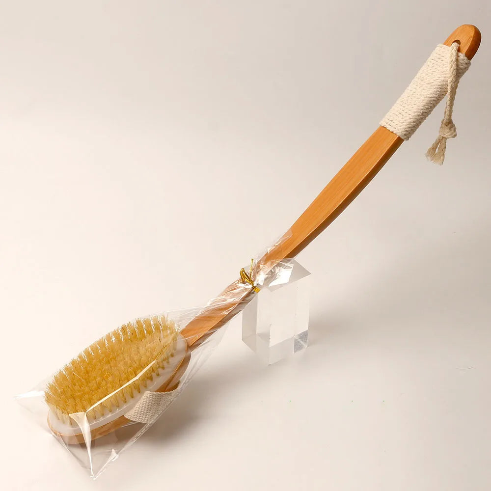 Bamboo Long-Handle Back Brush — Foldable Bath & Massage Brush