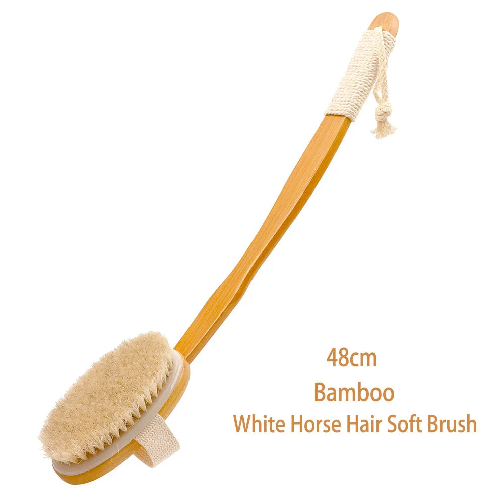 Bamboo Long-Handle Back Brush — Foldable Bath & Massage Brush