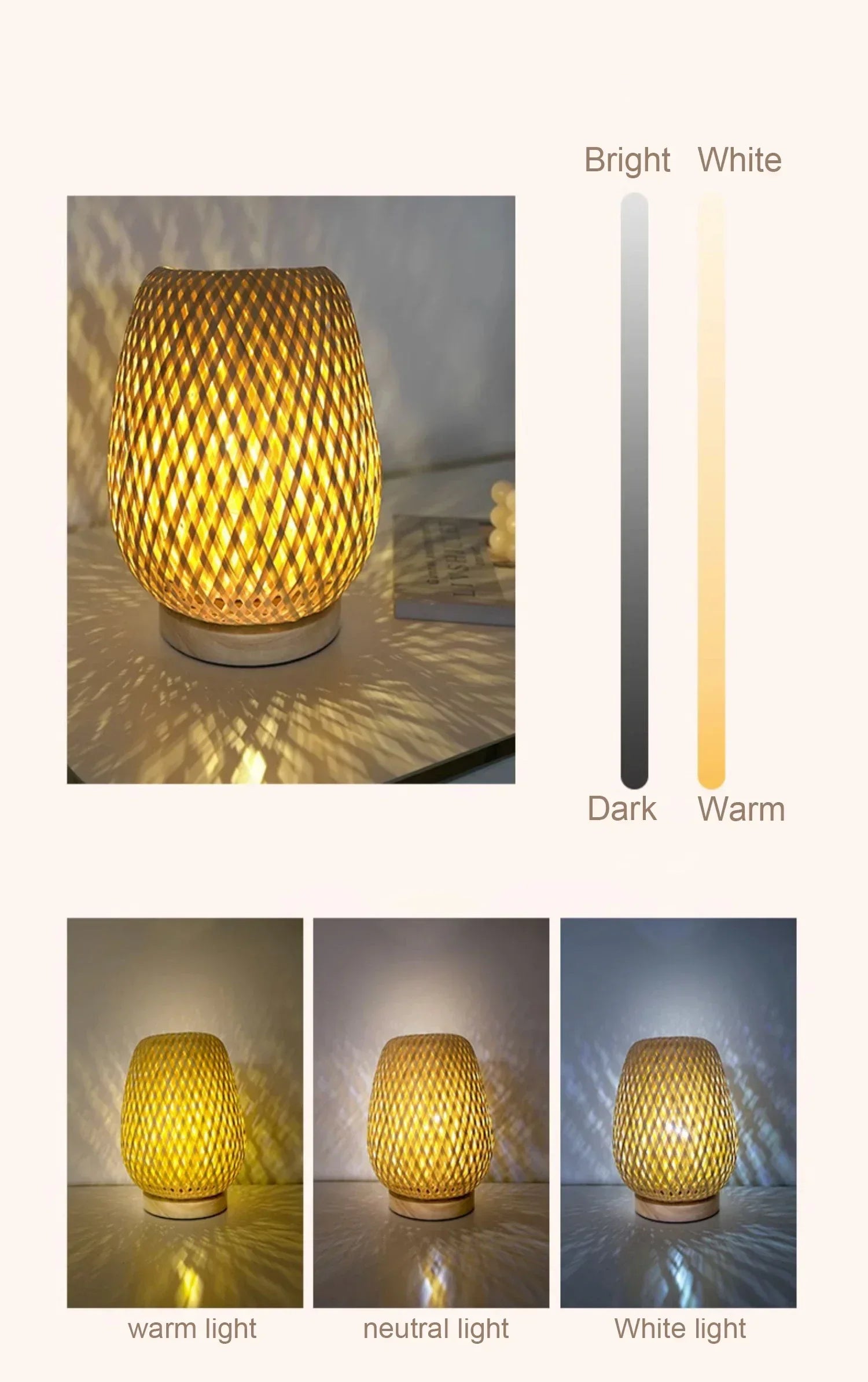 Bamboo Art Deco Table Lamp — Hand-Woven Bedside Light