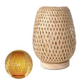 Bamboo Art Deco Table Lamp — Hand-Woven Bedside Light