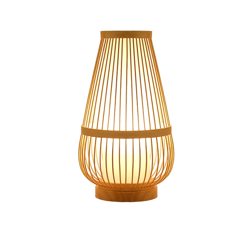 Bamboo Woven Table Lamp — Japanese Bedside Light