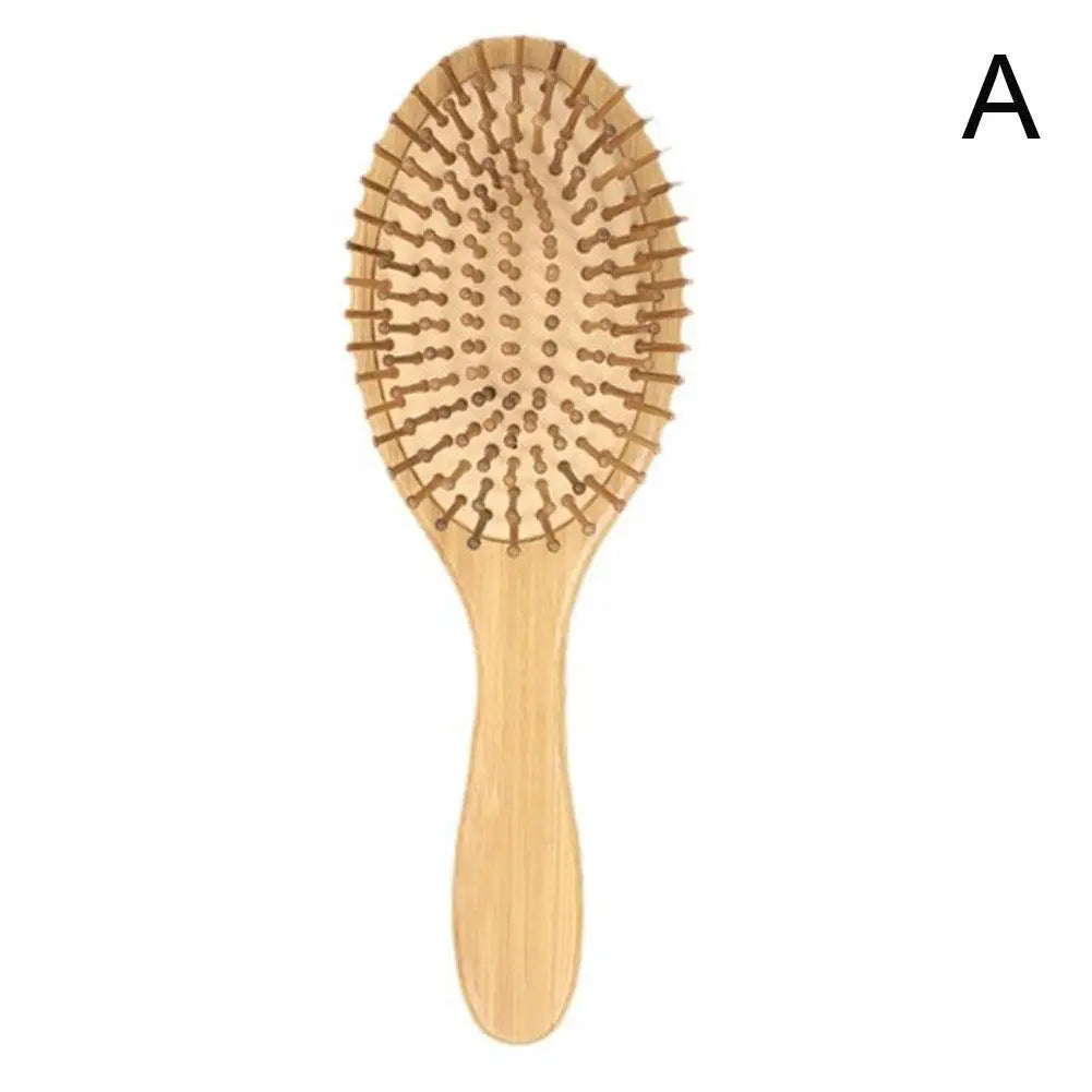 Natural Bamboo Paddle Hair Brush — Detangling Comb Set