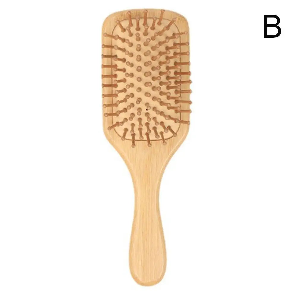 Natural Bamboo Paddle Hair Brush — Detangling Comb Set