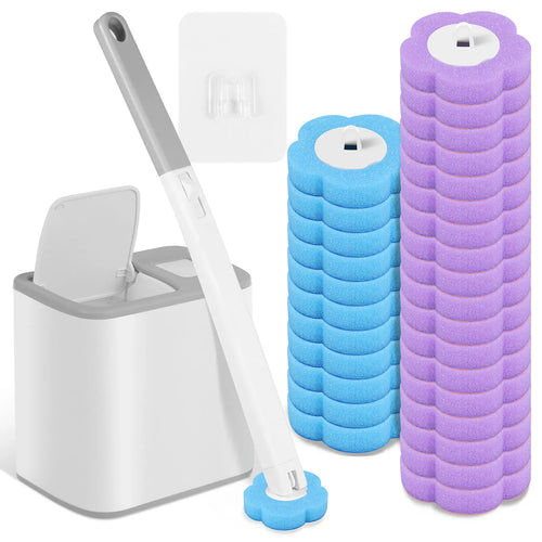 Disposable Toilet Brush Cleaning Kit — Long Handle & Wall Mount