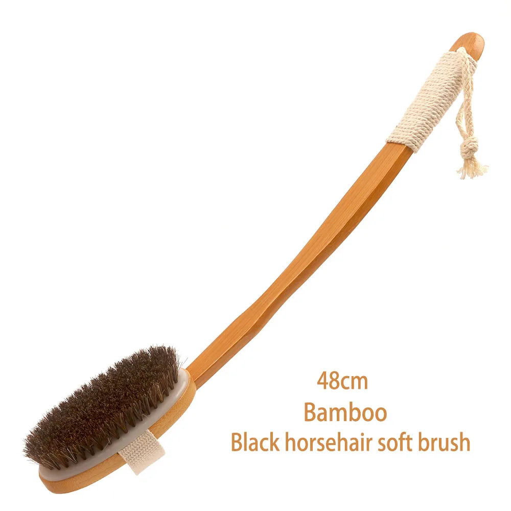 Bamboo Long-Handle Back Brush — Foldable Bath & Massage Brush