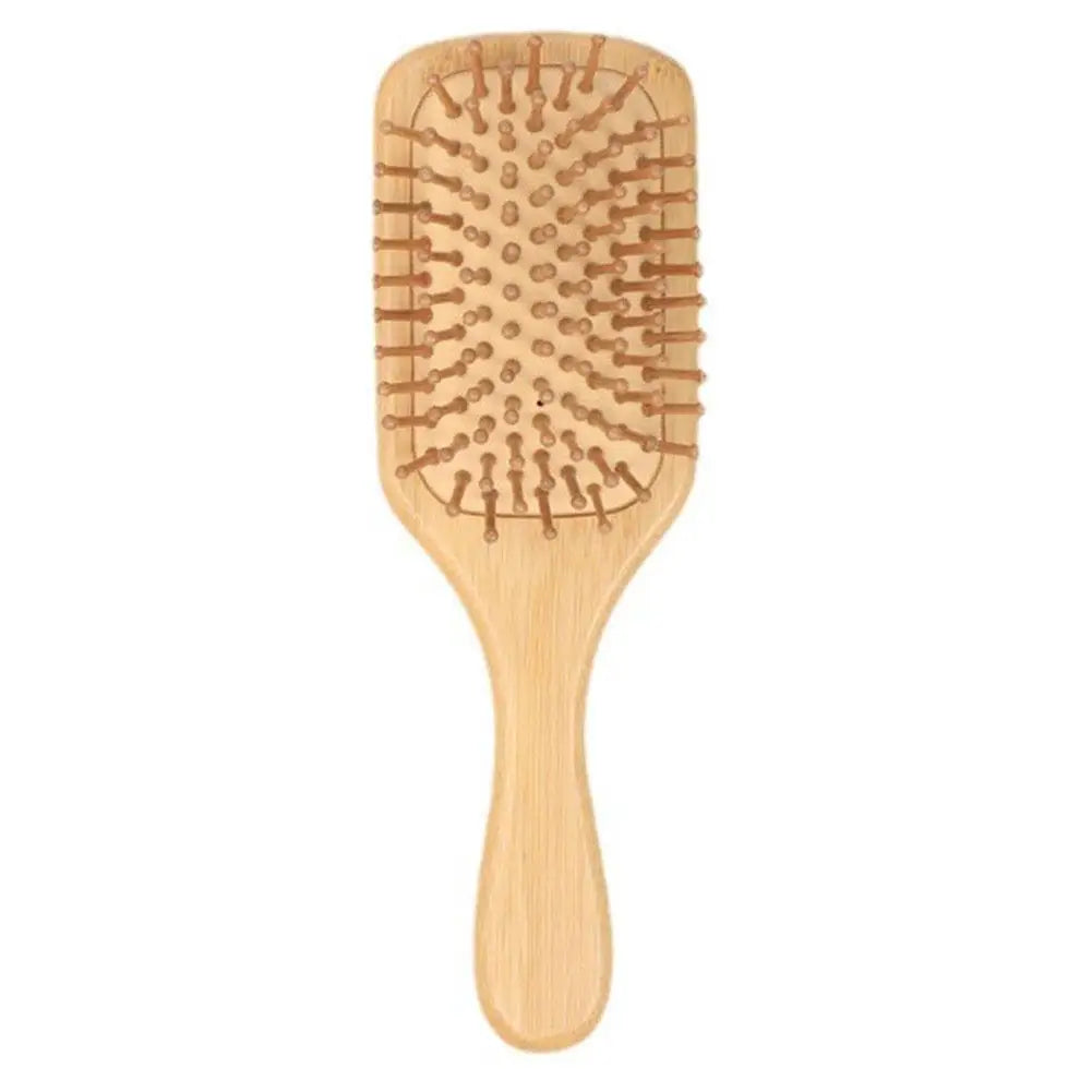 Natural Bamboo Paddle Hair Brush — Detangling Comb Set