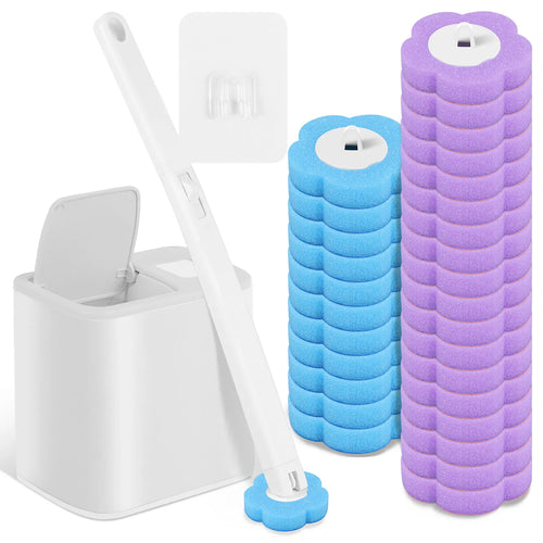Disposable Toilet Brush Cleaning Kit — Long Handle & Wall Mount